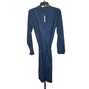 Ann Taylor Blue Chambray Belted Button Down Shirt Pocket Dress Size 10 New